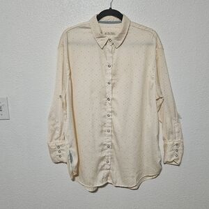 Free People polka-dot lomf sleeve semi sheer top size medium